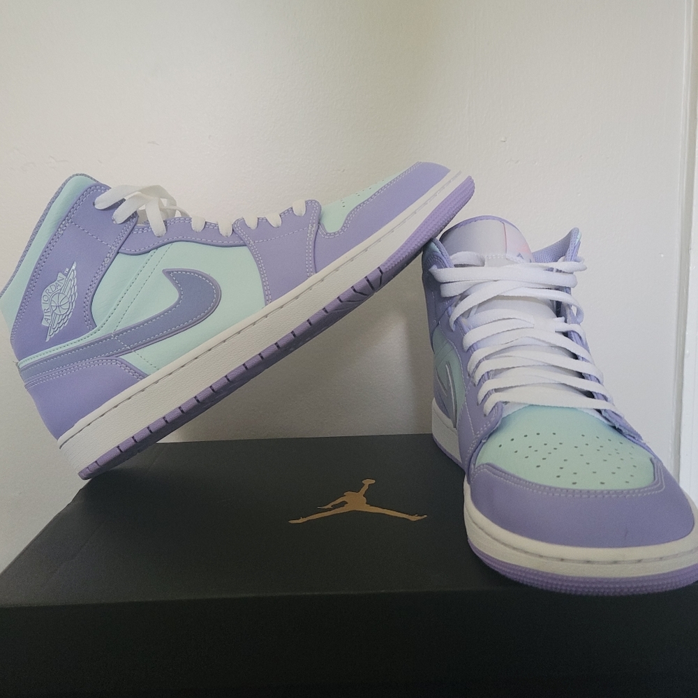 Air Jordan 1 Mid "Purple Pulse Aqua" Mens Shoes